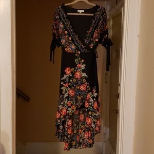 Black floral high-low dress